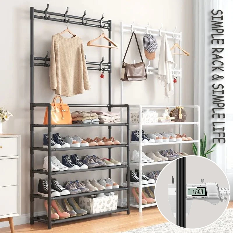 Entryway Clothes Shoes Organizer Multi-ayer Shoe Rack Doorway Hangers Coat Hat Handbag Storage Hanger Shelf Wardrobe Furniture