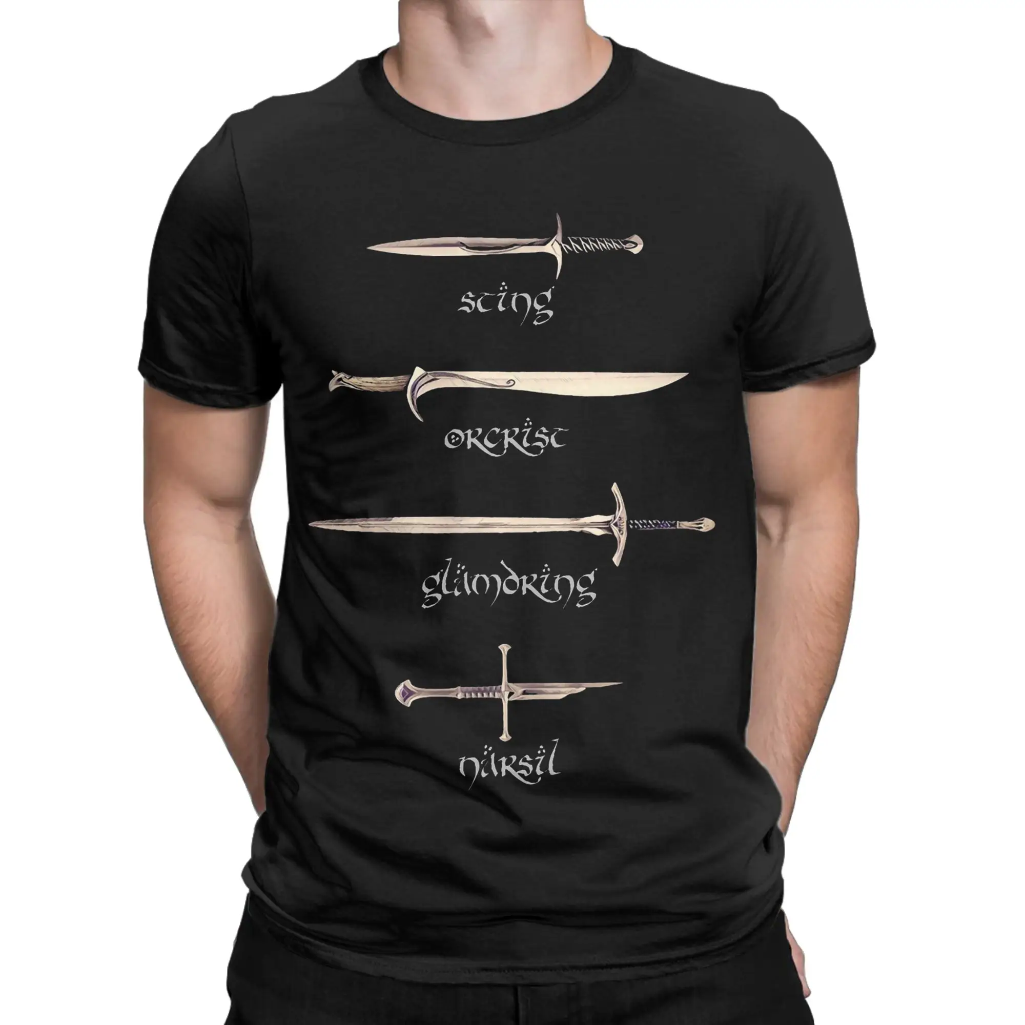 Men's Swords Sting Orcrist Glamdring Narsil T Shirt L-Lords Of The R-Rings 100% Cotton Clothes O Neck Tees Plus Size T-Shirt