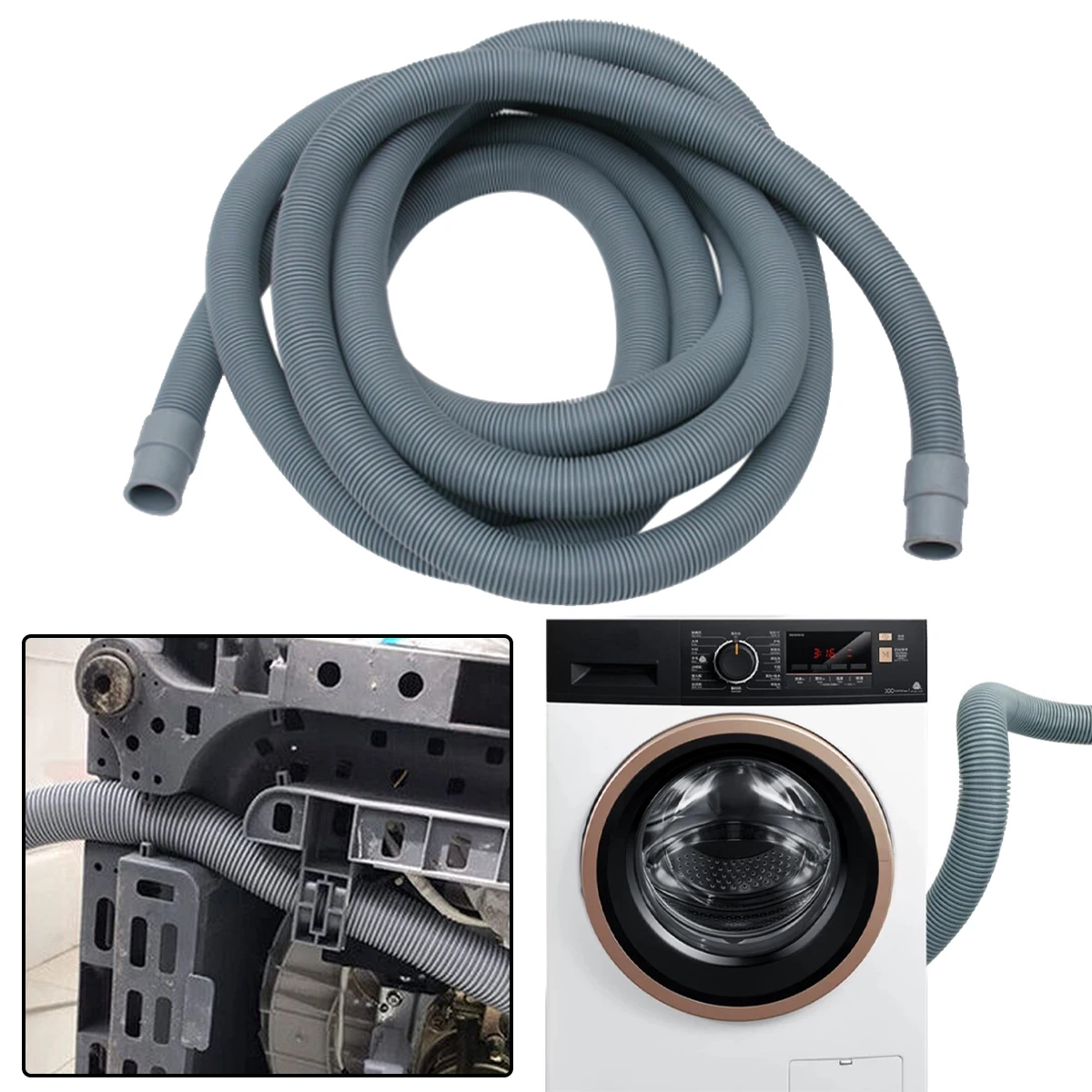 

4m Practical And Universal Fully Automatic Drum Washer Washing Machine Hose Drain Pipe Down Outlet Extended Extension Tube