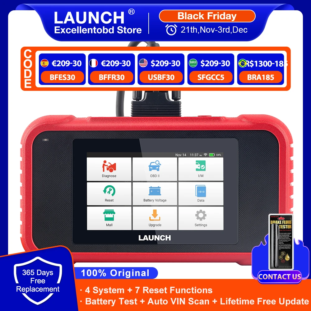 Uruchomienie X431 CRP123E v2. 0 4 narzędzie diagnostyczne systemu ABS SRS ENG AT 7 resetuje pełne funkcje OBD2 Test baterii bezpłatna aktualizacja życia