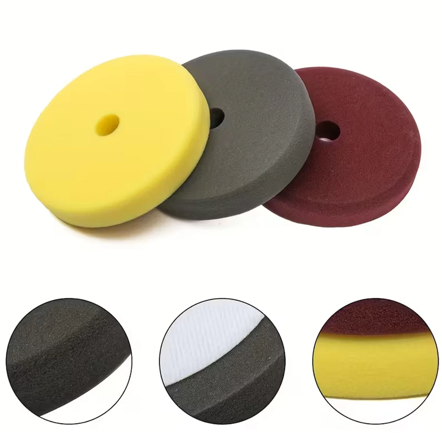 3pcs 7Inch Polishing Pads, Waxing Restoration Sponge Polishing Wheels for Mirror Restoration in Coarse, Medium, And Fine Grades