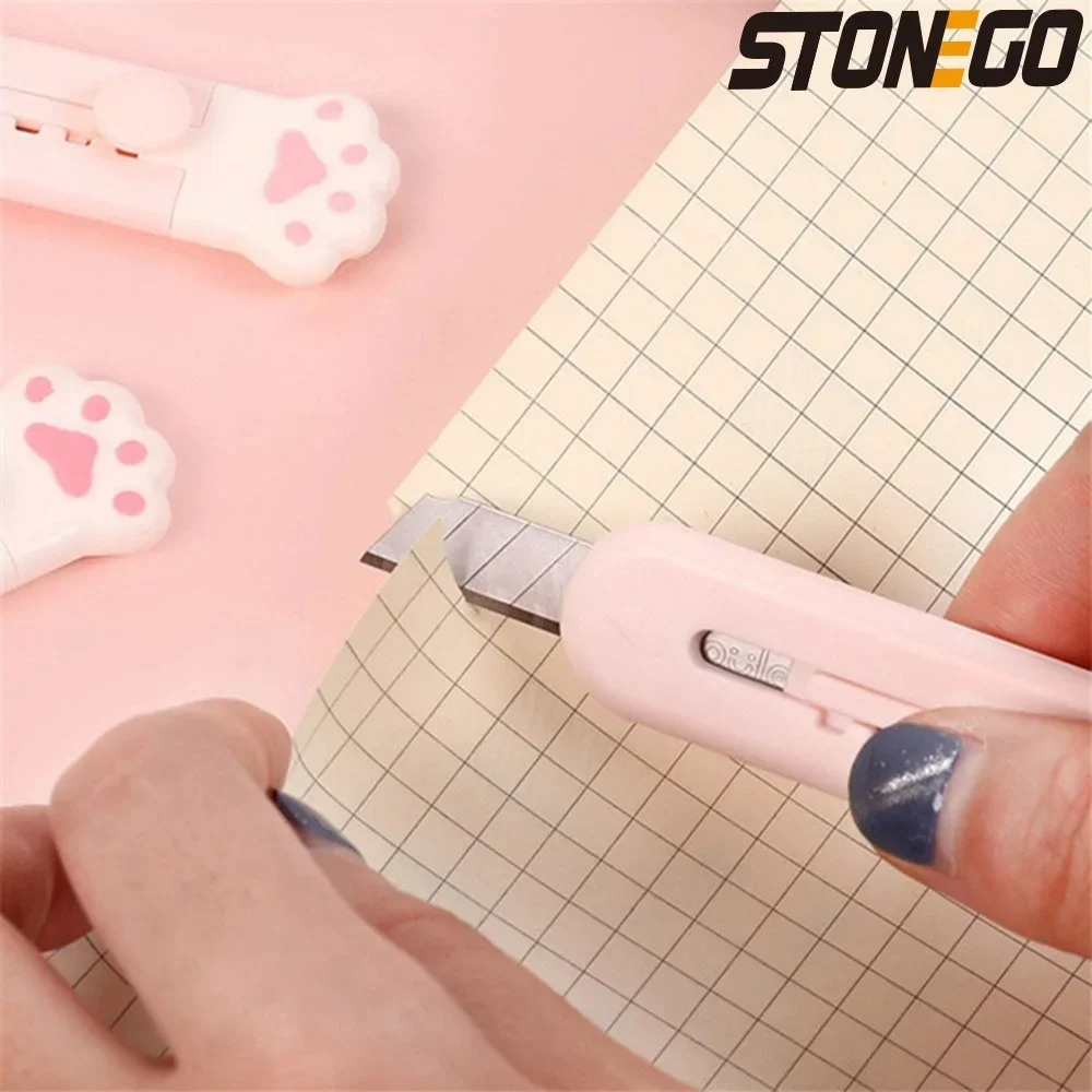 STONEGO Cute Cat Paw Utility Knife Mini Portable Paper Cutter Letter Envelope Opener Express Box Knife Box Cutter Knife