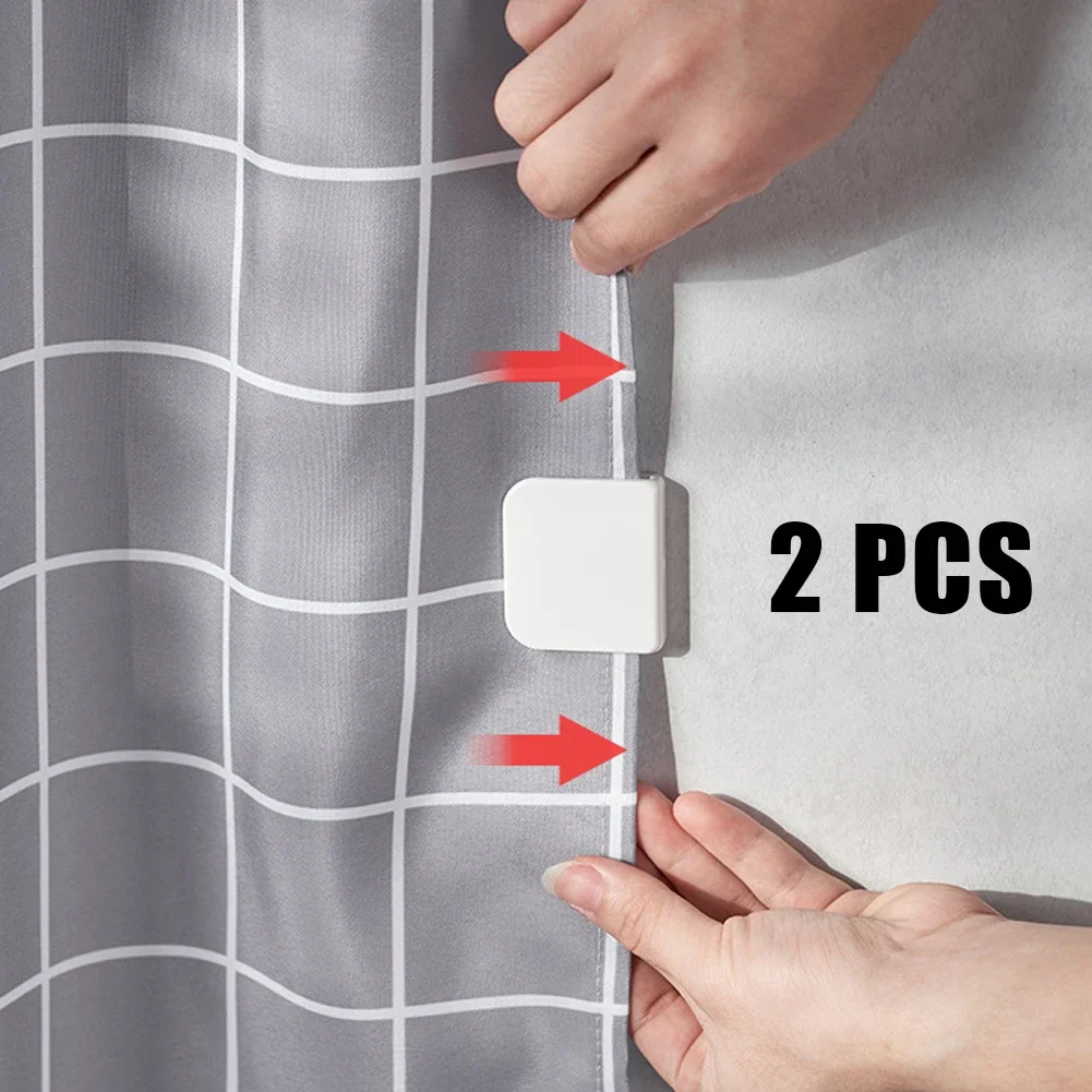 2 Pcs Shower Curtain Anti Splash Clips Fixed Clamps Bath Guard Home Bath Shower Curtain Hooks Bathroom Accessories