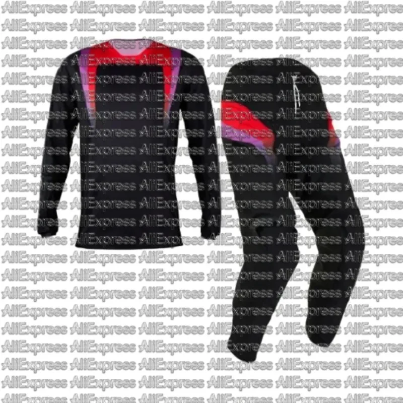 Gradient Color Off-road Motorcycle Riding Set, Quick Drying Long Sleeved Top, Wear-resistant Off-road Pants Two-piece Set