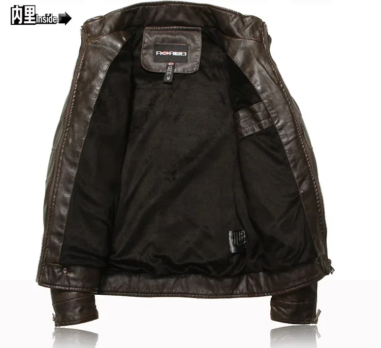 Abrigo de cuero grueso para motocicleta para hombre, chaqueta de cuero para motociclista, abrigo de lana para montar en invierno, más terciopelo