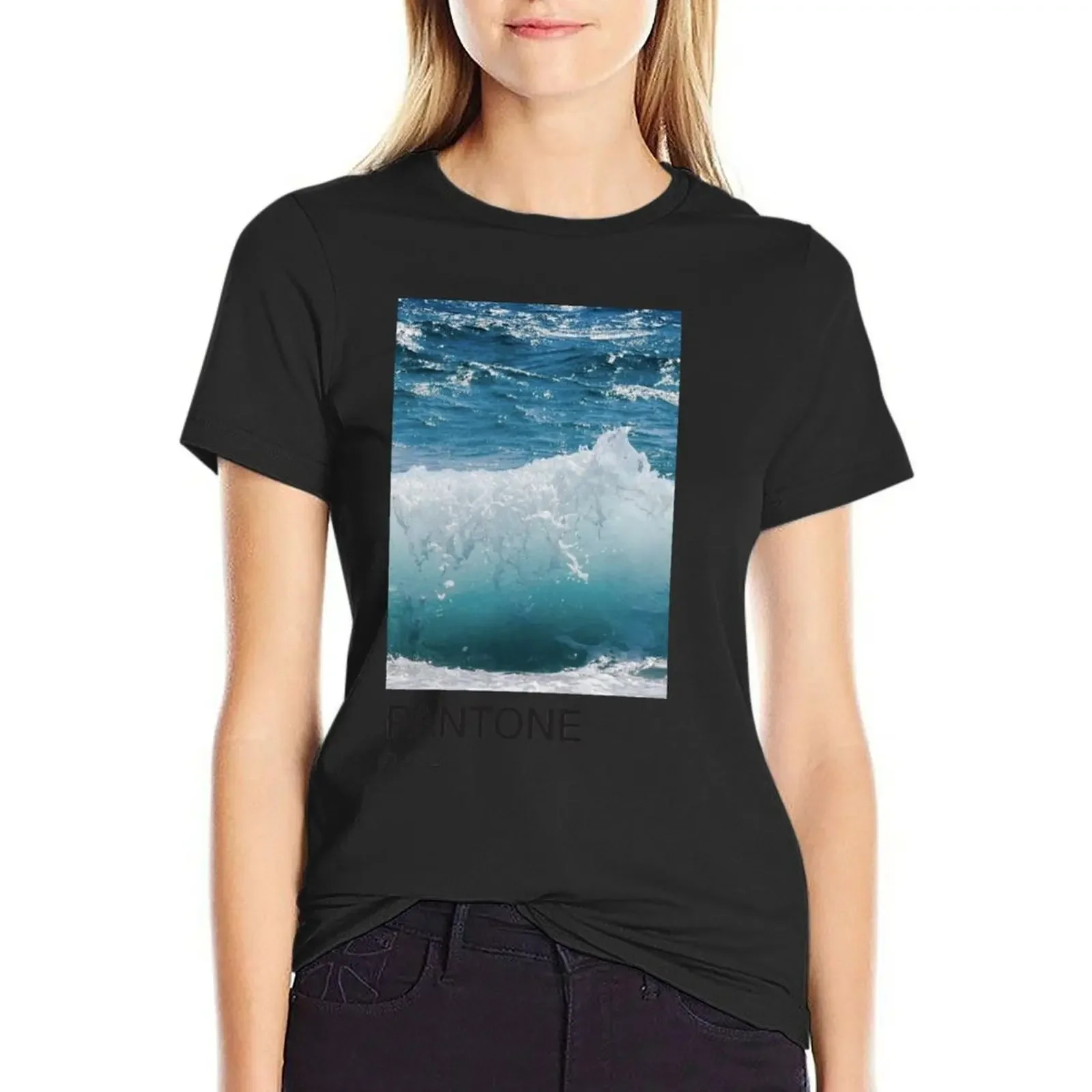 

Pantone Shade Teal Wave T-Shirt plain plus size tops customizeds tshirts woman