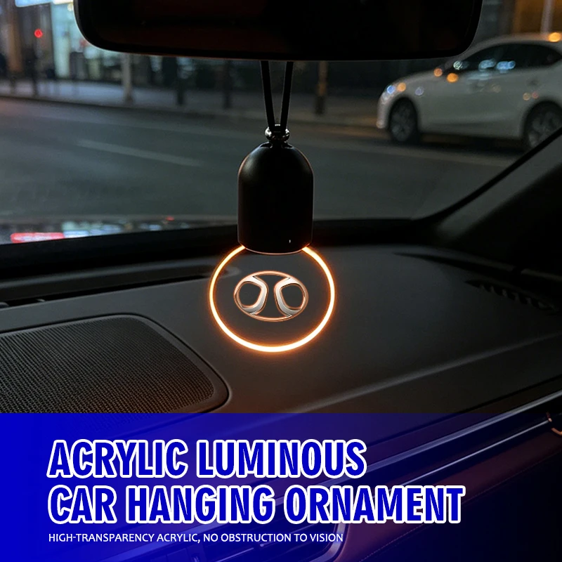 

Car LED Acrylic Pendant Glowing Decor Rear View Mirror Accessories For BAIC Beijing BJ40 BJ80 EC3 EC5 EU5 Senova D60 X7 X25 X35