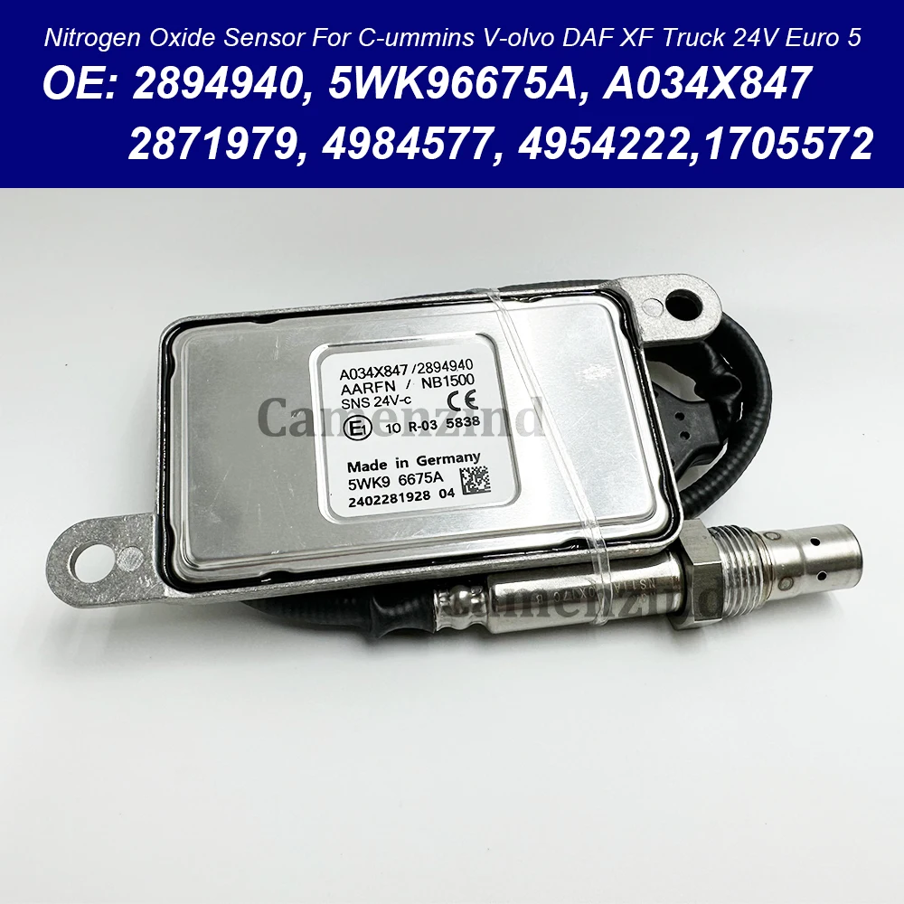 

2894940 5WK96675A 2871979 1705572 A034X847 4984577 4954222 NOX Nitrogen Oxide Sensor For C-ummins Volvo DAF XF Truck 24V Euro 5