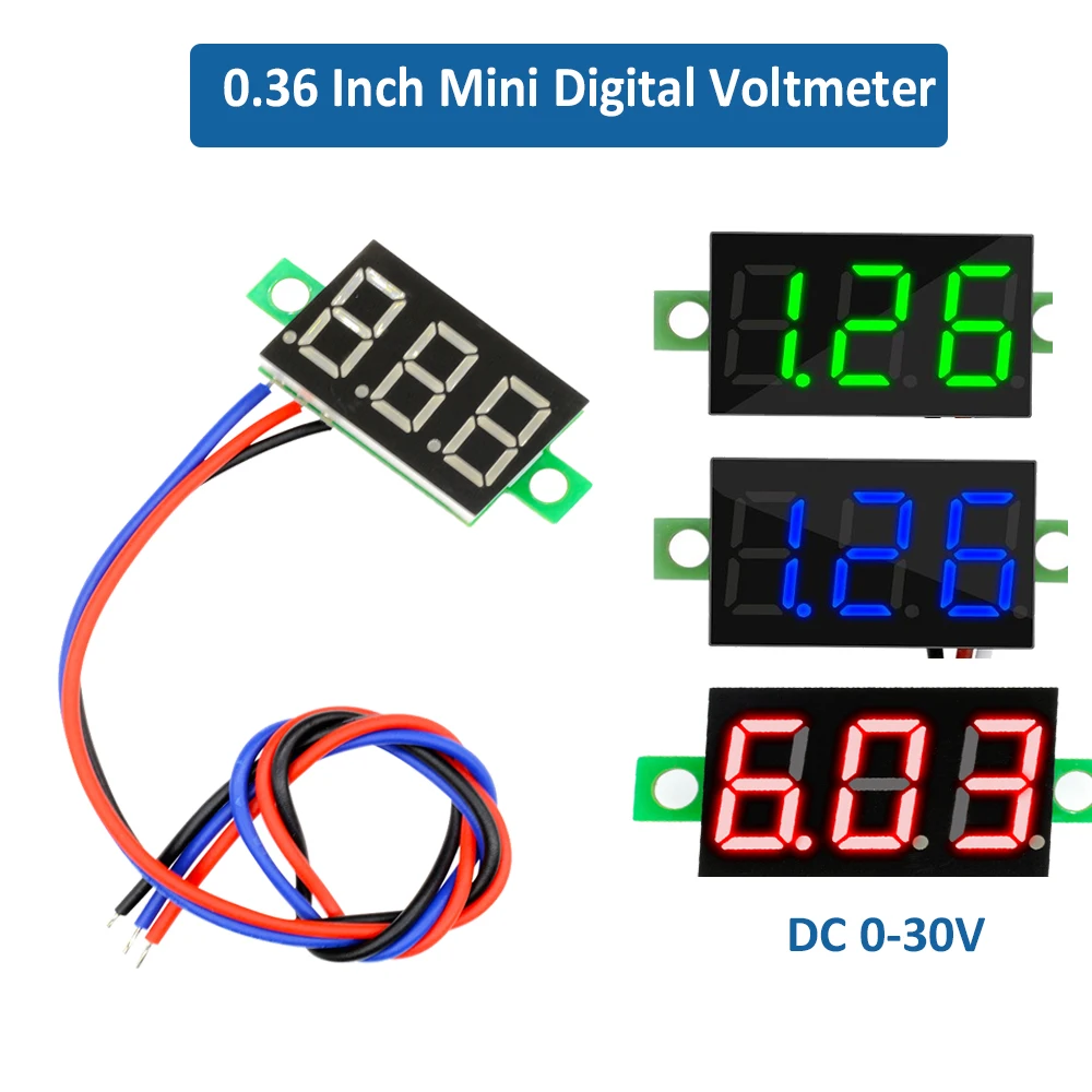 DC 0-30V Voltage Meter Display Mini Digital Voltmeter 0.36 Inch Three-Wire Digital Voltmeter Voltage Tester 23MA