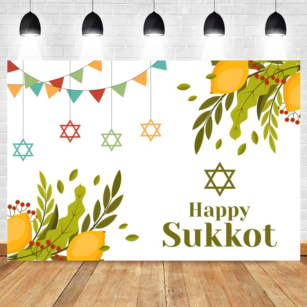 Happy Sukkot Backdrop Sukkah Jewish Religious Holiday Celebrate Festival Party Decor Customized Background for Photography Props