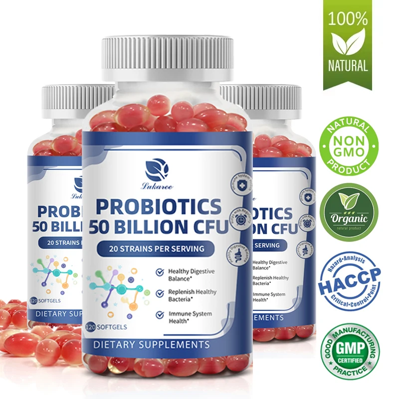 

LUKAREE Probiotics 50 Billion CFU - 20 Strains with Prebiotics & Digestive Enzymes for Intestinal Digestion and Immune Support