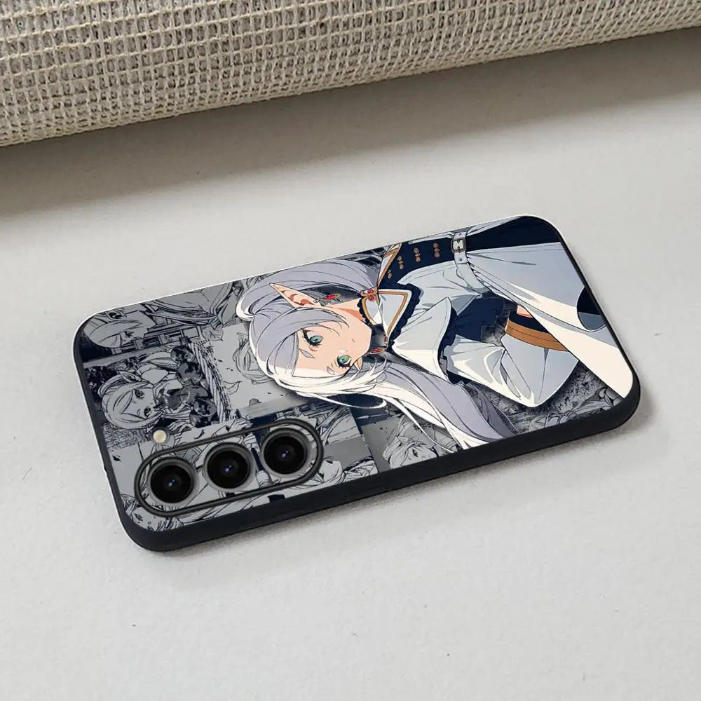 Frieren japan anime pattern  Phone Case For Samsung Galaxy S26 S25 S24 S23 S22 S21 Plus Ultra Fold A Soft Black