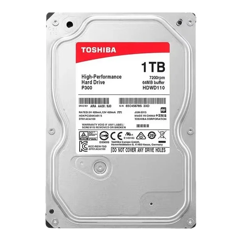 Toshiba P300 HDWD110 1TB Desktop Hard Drive 7200RPM SATA3 Red Disk 1TB 3.5 Inch