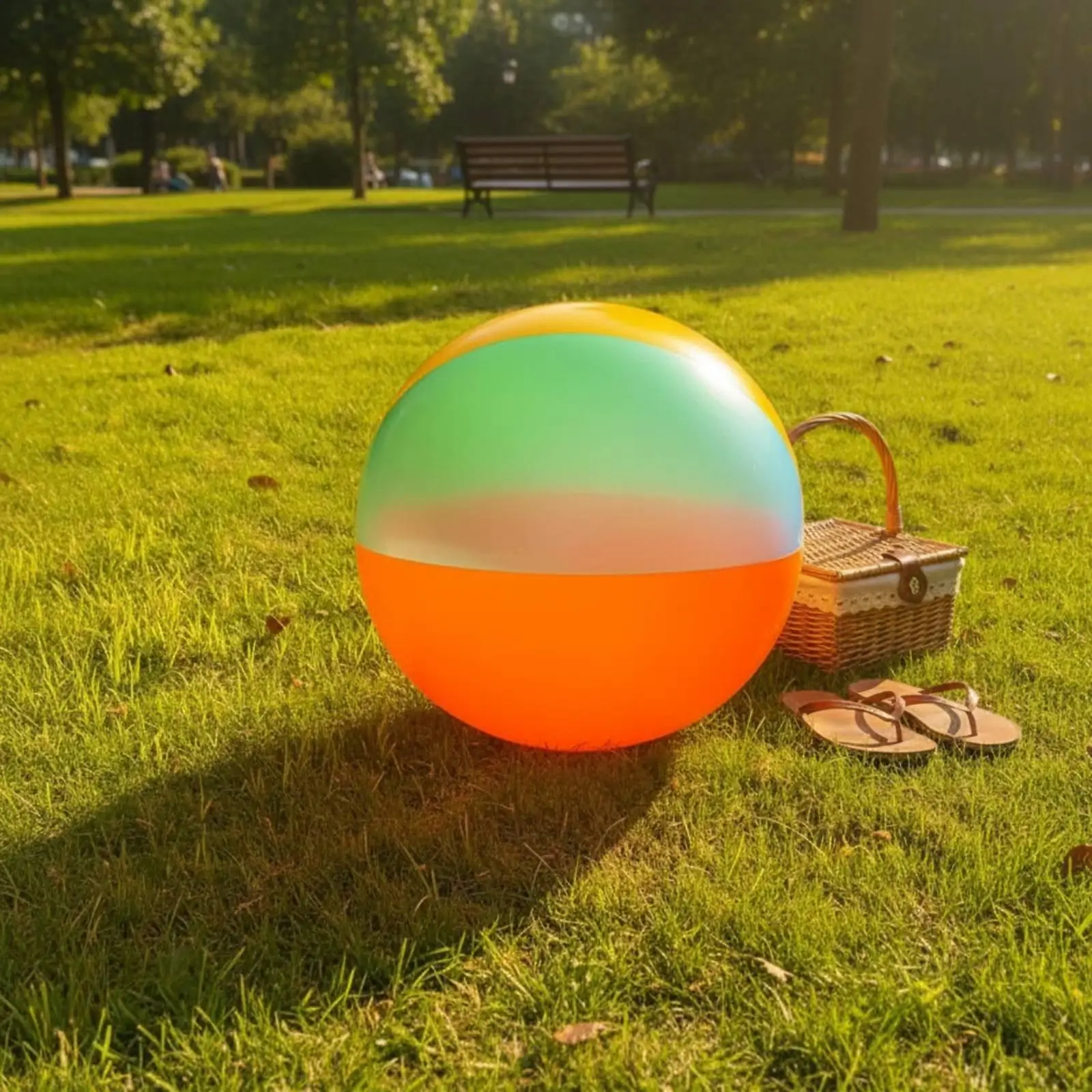 Large Rainbow Beach Ball Inflatable Pool Toy 24 Inch PVC Summer Outdoor Water Play