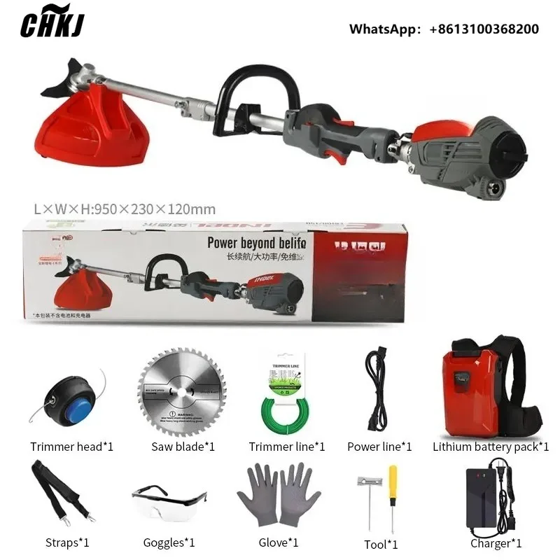 CHKJ Cordless Grass Trimmer Lawn Mower Garden Tools 36V Electric Brush Cutter Lithium Battery Power String Trimmer