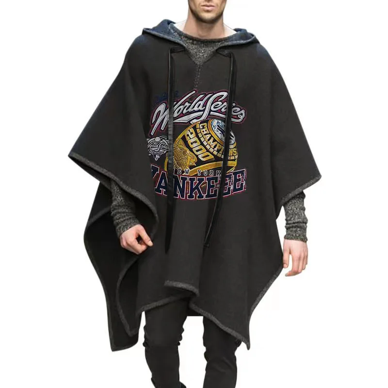 

Men Winter Warm Thickened Wool Cape Cardigan Coat Oversized Pullover Shawl Cloak Jacket Cross Border Popular Travel Streetwear