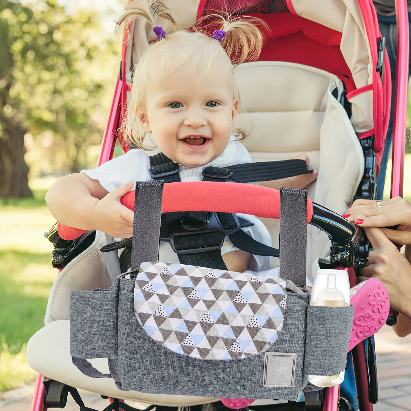 

Waterproof Stroller Organizer Diaper Bag Nylon Accessories Secure Hold Bottles Cups Toys Foods Diapers Easy Install