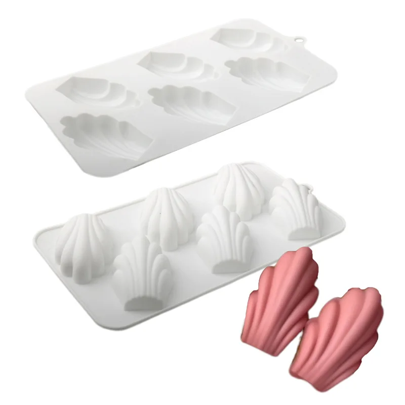 6 Hole Madeleine Design Chocolate Mousse Mould DIY Shell Cake Silicone Mold French Dessert Cake Decorating Tools Bakeware