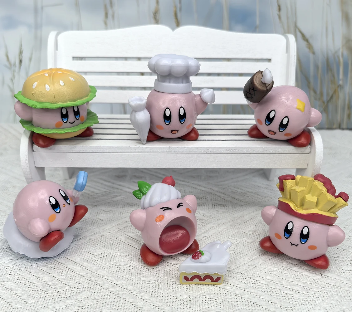 Food theme Party Hamburger Chef Barbecue Ice Cream Cake French fries Bread Kirby Figurine the Forgotten Land Switch Game Model