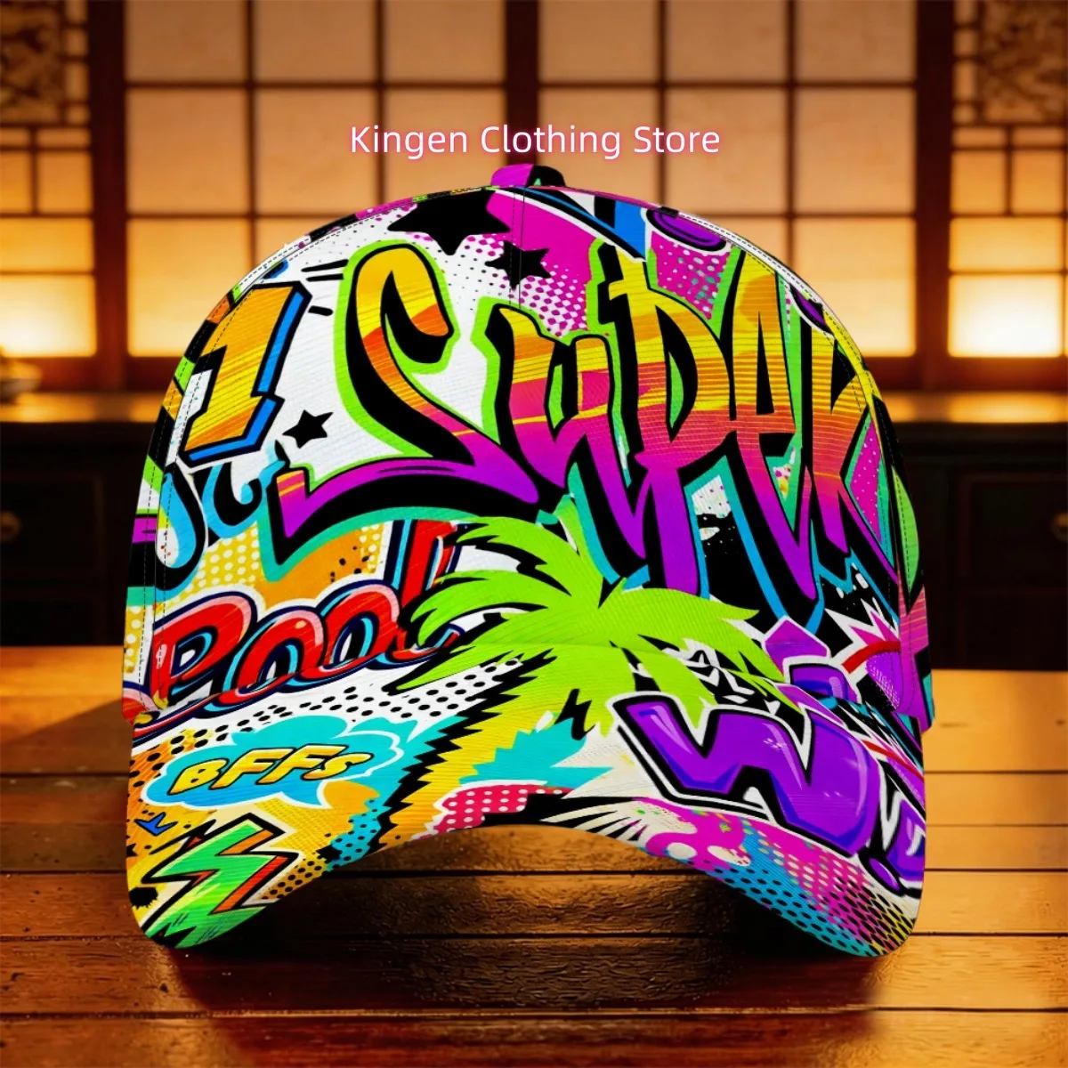1pc Pop Art Graffiti Vibes Baseball Cap Full Print Pattern Festival Gardening Driver Cap Cycling Skateboarding Birthday Gift Bre