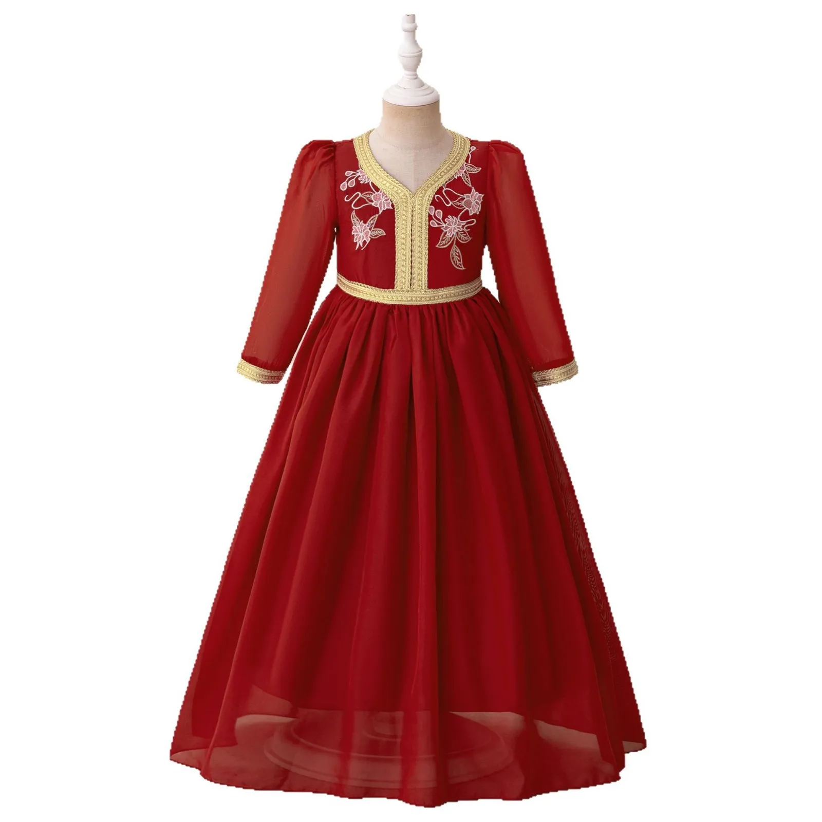 Meninas vestido muçulmano ramadan vestido para meninas oração vestidos da menina de flor aniversário robe árabe dubai criança eid festa enfant trajes