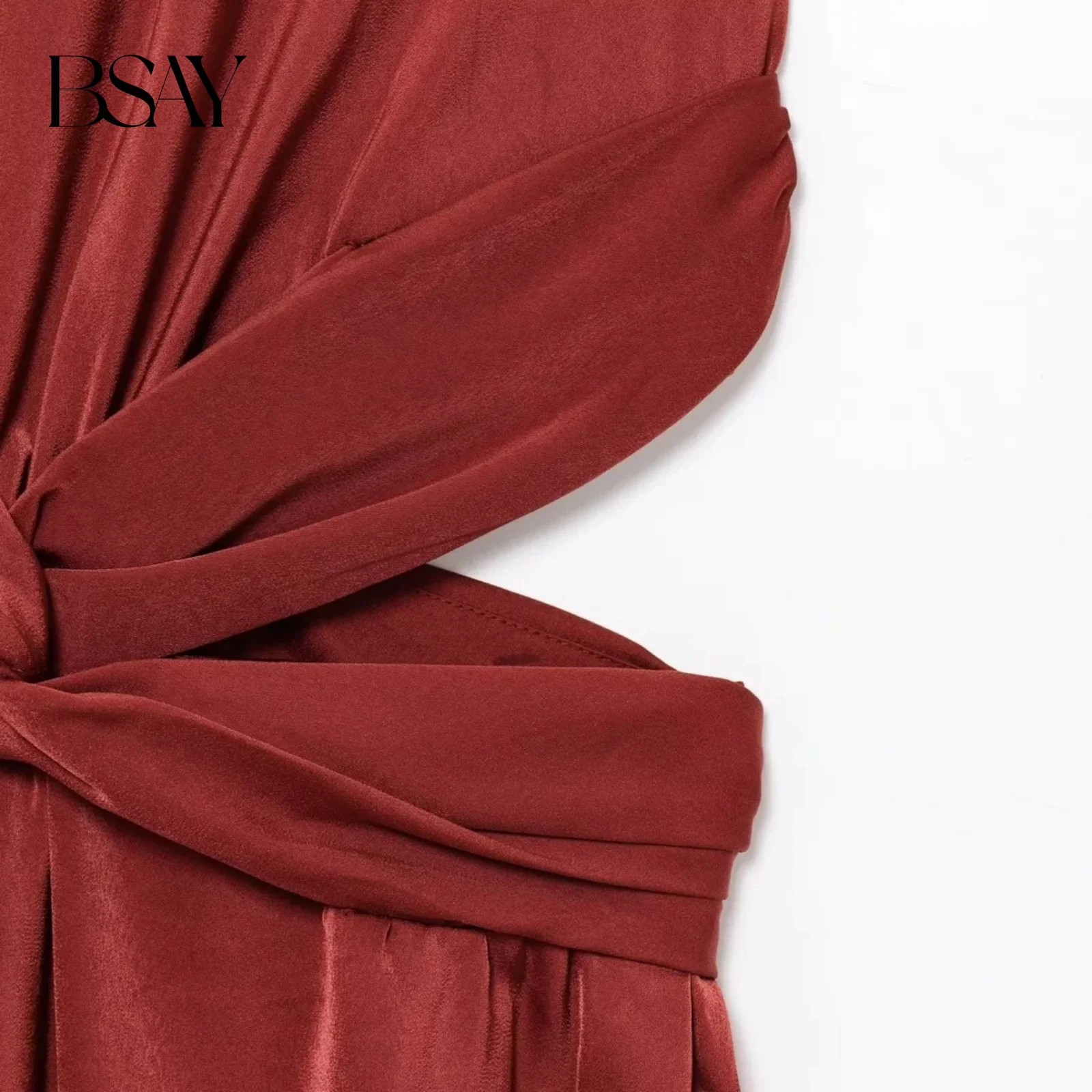 Sukienka damska BSAY o satynowej fakturze, modna letnia sukienka midi z odkrytymi ramionami, z dekoltem typu O, w stylu francuskim, elegancka odzież wieczorowa dla kobiet.