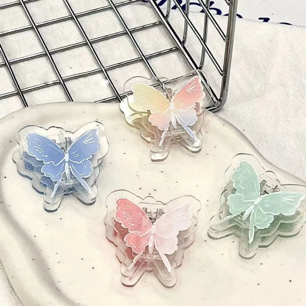 Mini Gradient Butterfly Acrylic Paper Clip Y2k Paperclip Cute PP Clip Bookmark Acrylic Cartoon Memo Clip Student