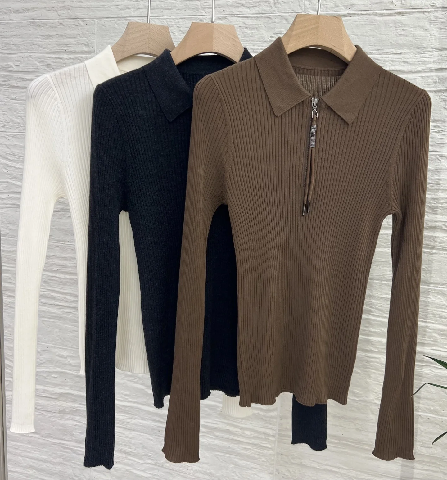 

Ladies' New High-Quality Lapel Wool Sweater, Fashionable And Versatile