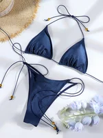 Mini conjuntos de Bikini triangulares sexys, microtanga, traje de baño para mujer, traje de baño, Bikini estilo vendaje, ropa de playa, traje de baño estampado, Bikini tipo Tanga