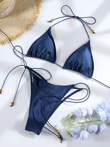 Sexy Triangle Mini Bikini Sets Micro Thongs Swimsuit Women Bathing Suit Biquini Bandage Beachwear Print Swimwear Thong Bikini
