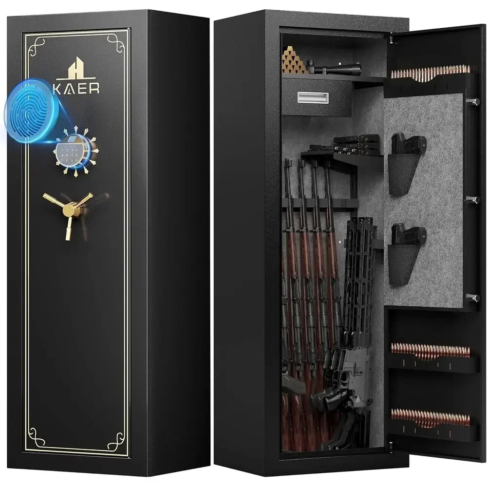 Biometric Safe for Firearms and Pistols, Large Capacity Cabinet, Quick Access with Fingerprint, Removable Shelves & Pistol Rack,