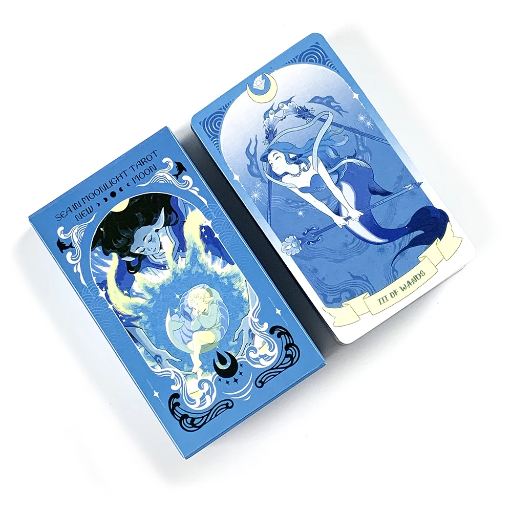 Sea in Moonlight Tarot Cards 78 Card English Version Divination Board Games , Perfect for Emotional Healing & Intuitive Reading