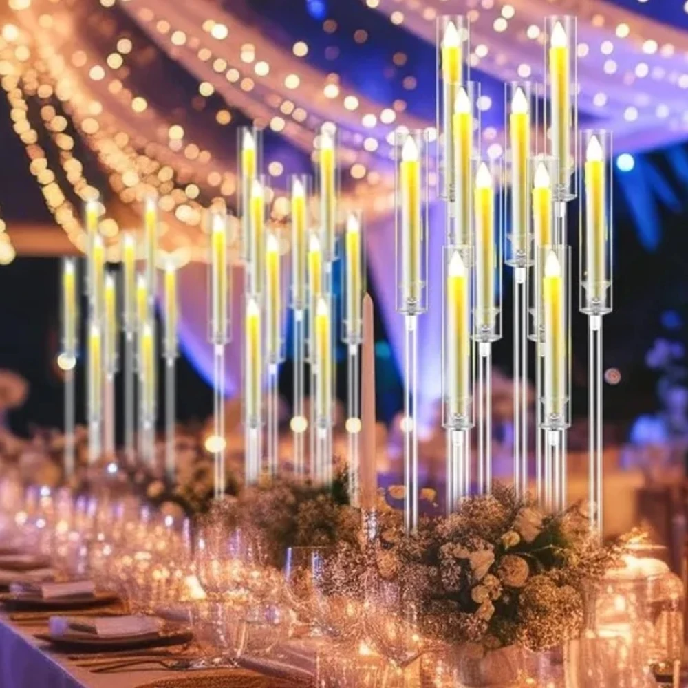 

5pcs/10pcs)Acrylic candlestick Riser Stand for Flowers vase Wedding Pedestal Decor candle Display Cube With Cover centerpieces