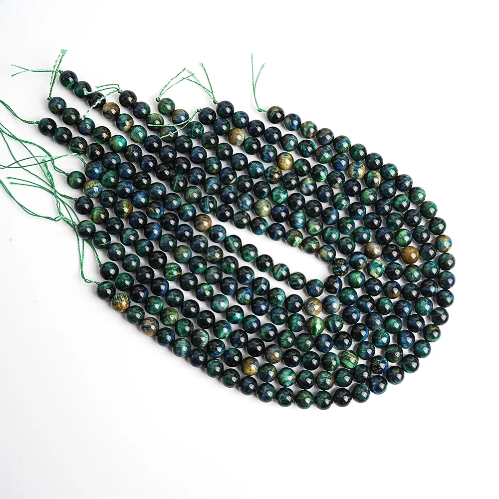 1 Strand Natural Stone Beads Strands Blue Green Tiger Eye Round Loose Spacer Beads For Jewelry Making DIY Bracelet Necklace