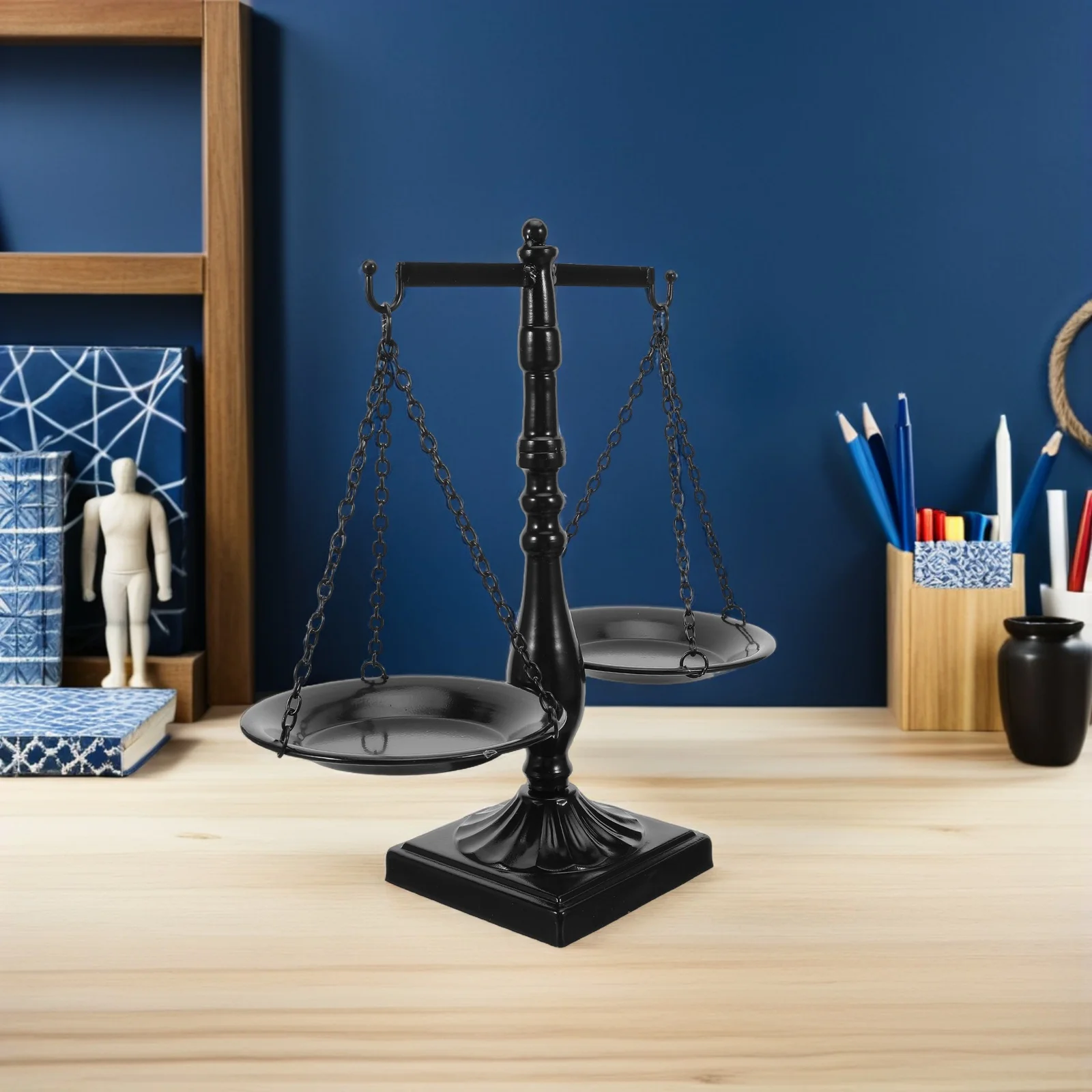 

Vintage Metal Libra Scale Decor Wrought Iron Balance Ornament For Office Home Library Justice Symbol Statue Weighing