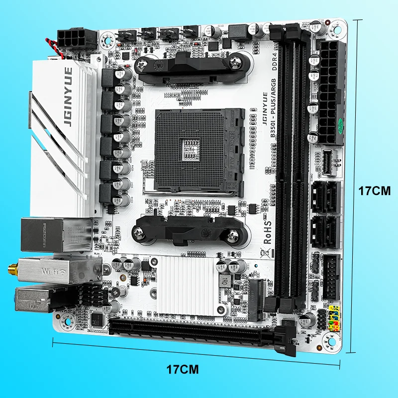 JGINYUE AMD AM4 ITX základní deska podporuje ryzen R3 R5 R7 R9 1/2/3/4/5 řada CPU DDR4 beran plocha PC PCI-E 3.0 b350i PLUS ARGB