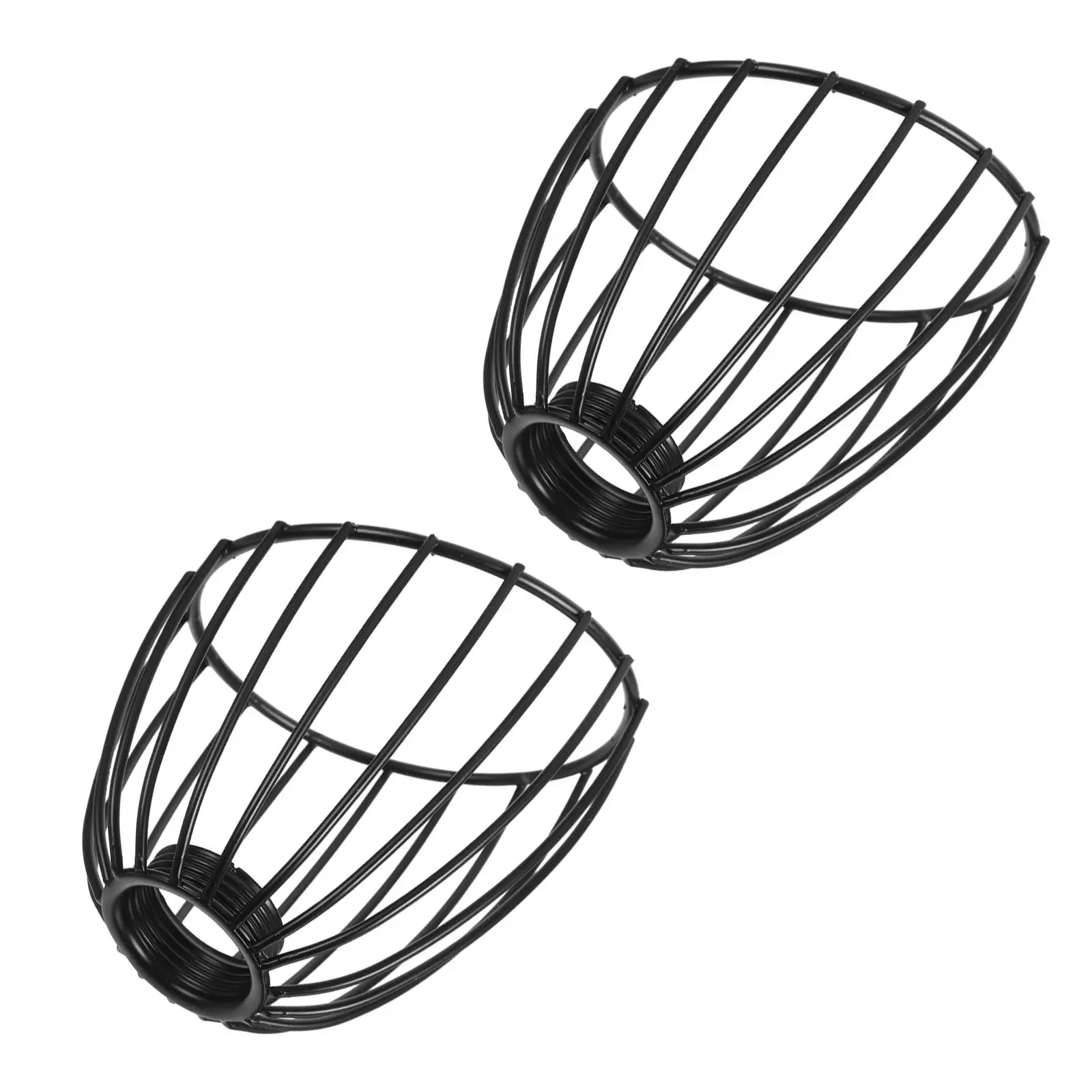 2Pcs Wire Lampshade Industrial Iron Cage Pendant Lamp Shade Black Metal Rustic Hanging Light Bulb Cover Replacement