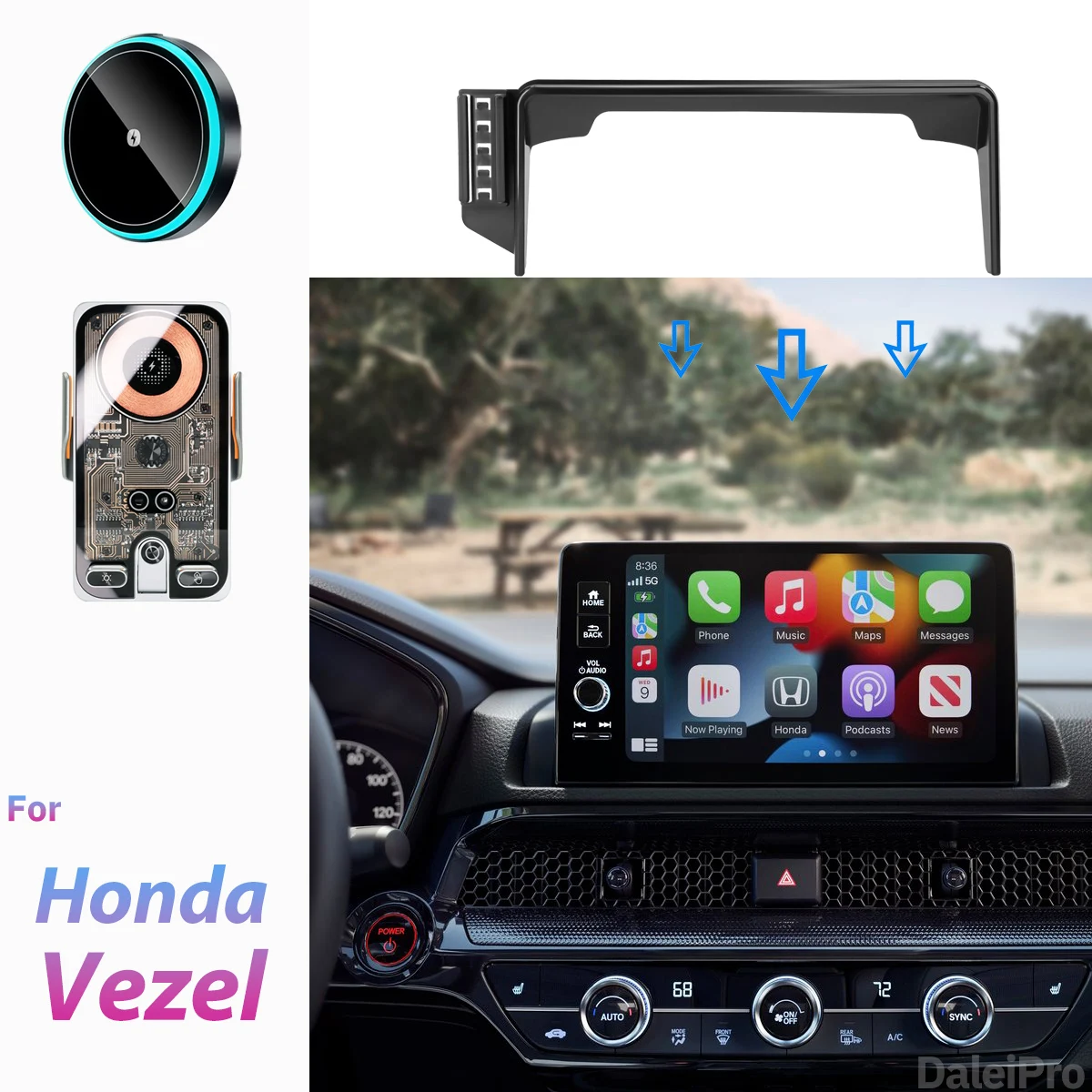 Für Honda HR-V HRV Vezel CR-V CRV 2022-2026 Auto-Handyhalterung Bildschirm-Fixierclip Kabelloses Ladegerät Maßgefertigte Handy-Bildschirmhalterung – Detail 1