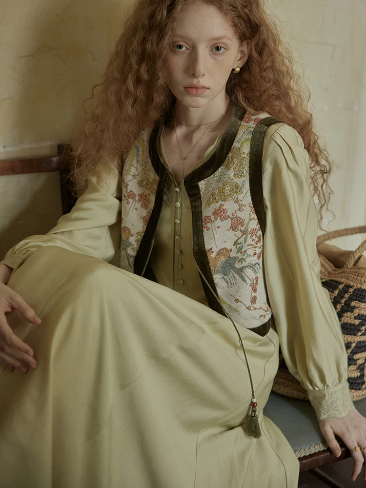 

Cpiaxa винтажный женский жилет с вышивкой, многослойный новый китайский жилет длиной до и круглый Ne с одной пуговицей, растительный цветочный узор