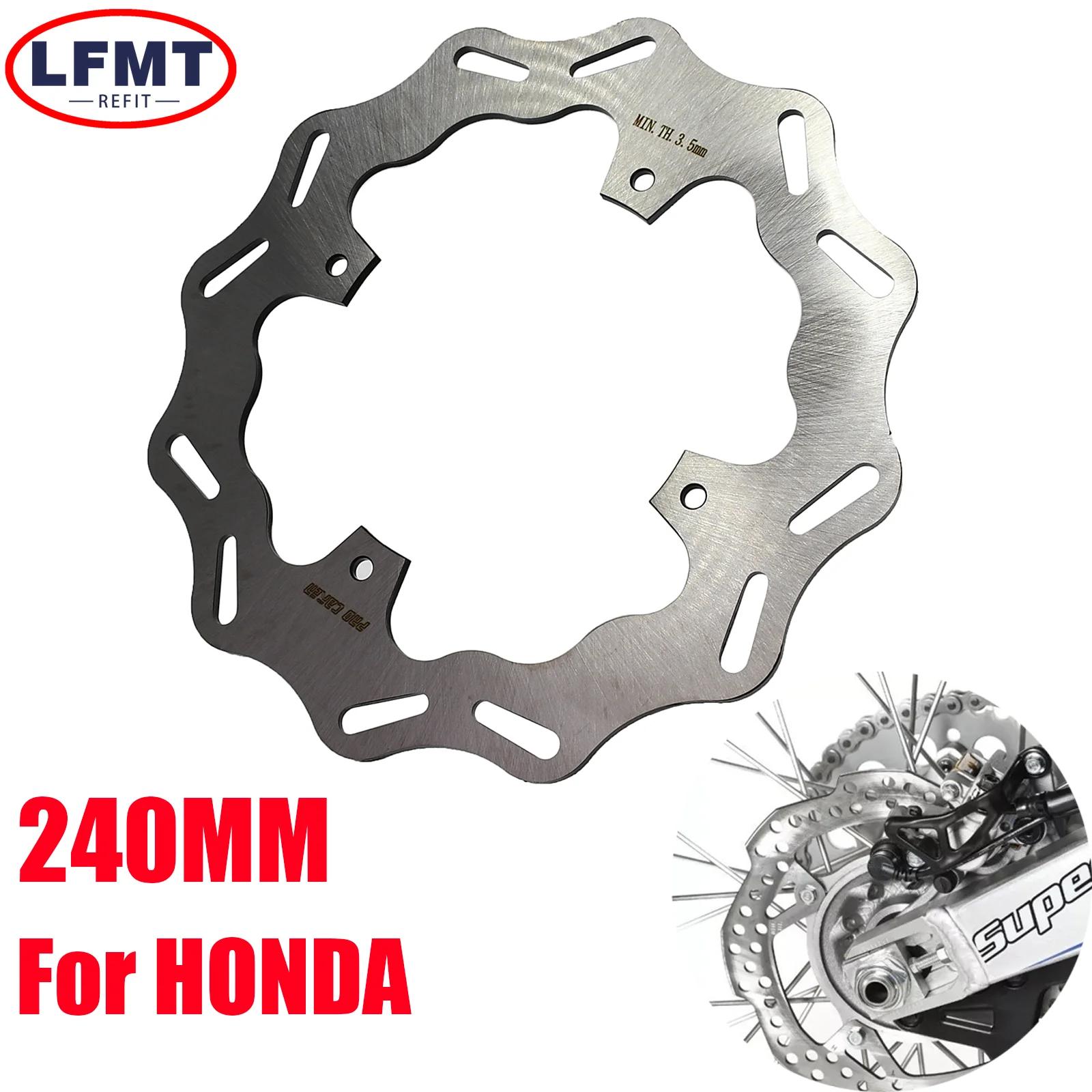 

Motorcycle 240mm Rear Brake Disc Rotor Brake discs For Honda CR125R 250R 2002-2007 CRF250R 250RX 250X 450R 450X 450RX 2021