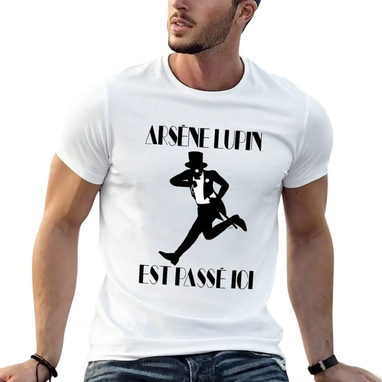 Arsène Lupin est passé ici T-Shirt blanks cute clothes men workout shirt