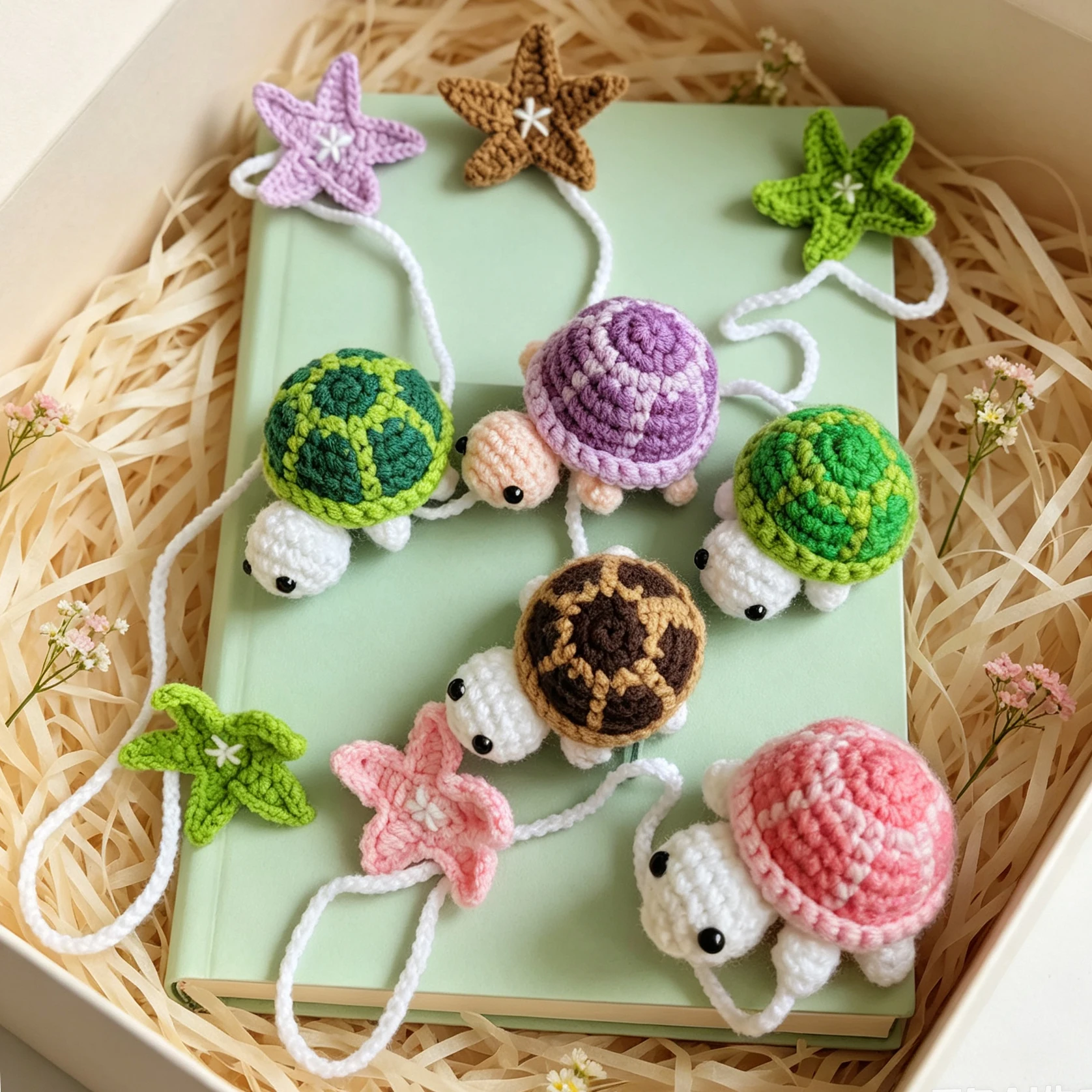 1PC Handmade Woolen Bookmarks Turtles And Starfish Decor Study Bookmarks Curtain Buckles Cute Children'S Home Decor Rope Rack