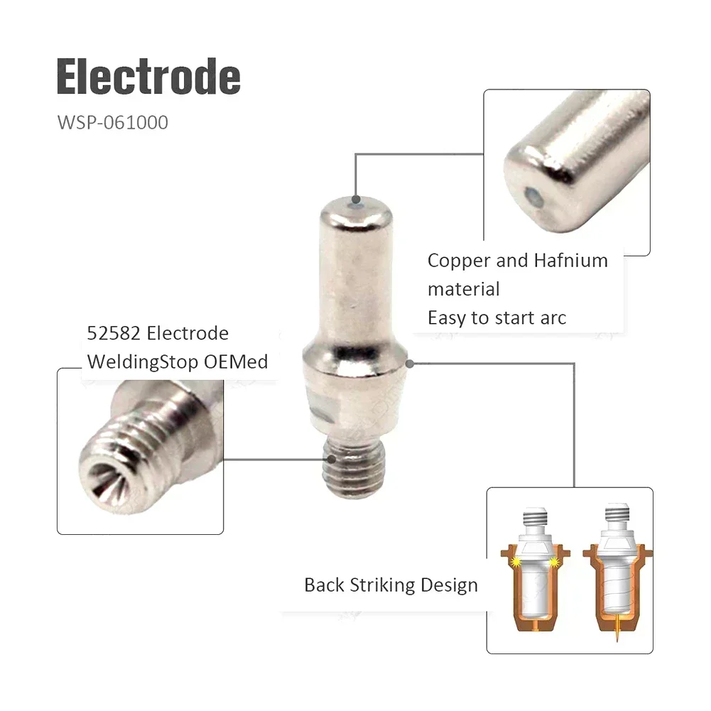 45 قطعة البلازما القاطع المواد الاستهلاكية عدة أقطاب كهربائية نصائح 1.1 مللي متر ل PT-60 الشعلة MT51313P1.1 البلازما قطع فوهة درع كوب