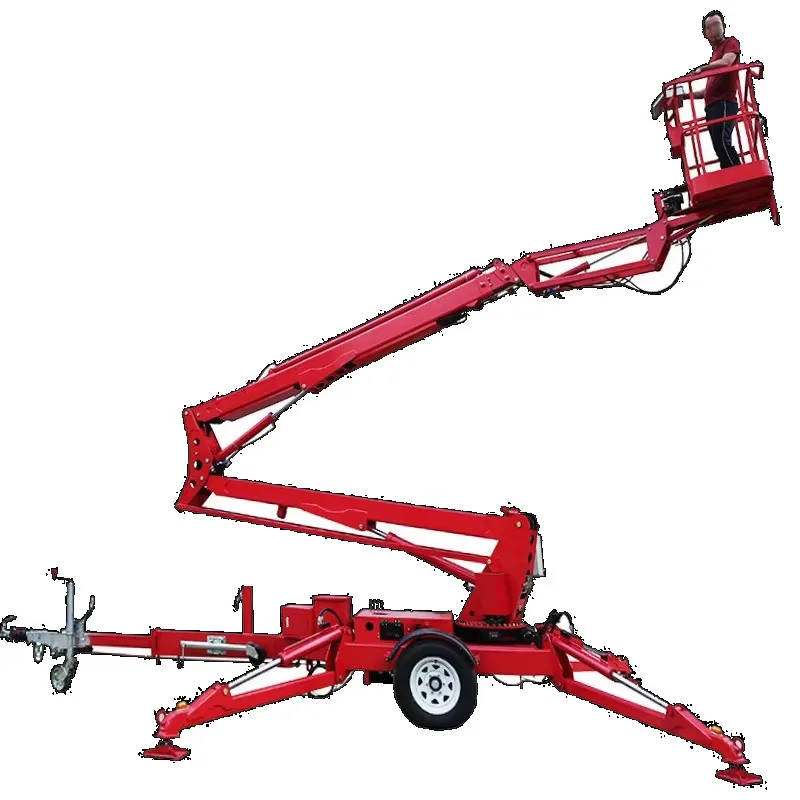 small 10~ 21m electric diesel cherry picker crawler boom lift automatic leveling