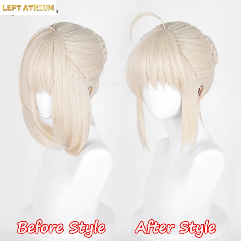 Saber Altria Pendragon Cosplay Wig Golden Yellow/Light Gold Wigs For Women Fate Cosplay Anime Wig Heat Resistant Synthetic Hair view 3
