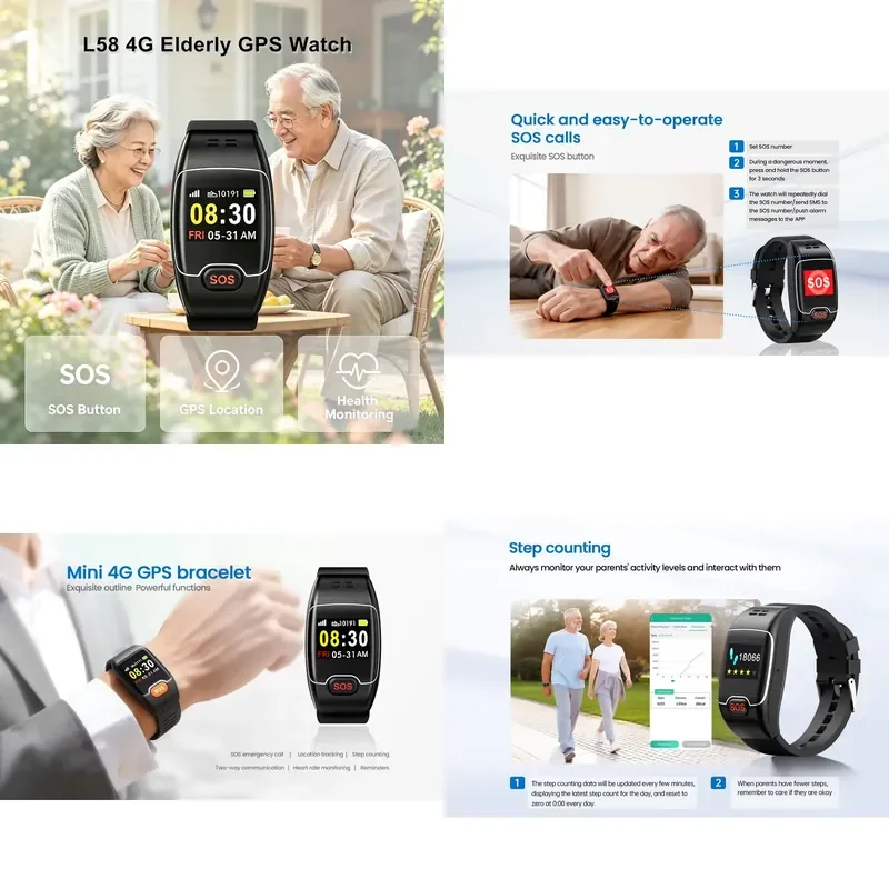 for OEM ODM 4G LTE Smart Medical Watch with Heart Rate Monitor SOS Button Server Integration for Safe Tracking of the Elderly