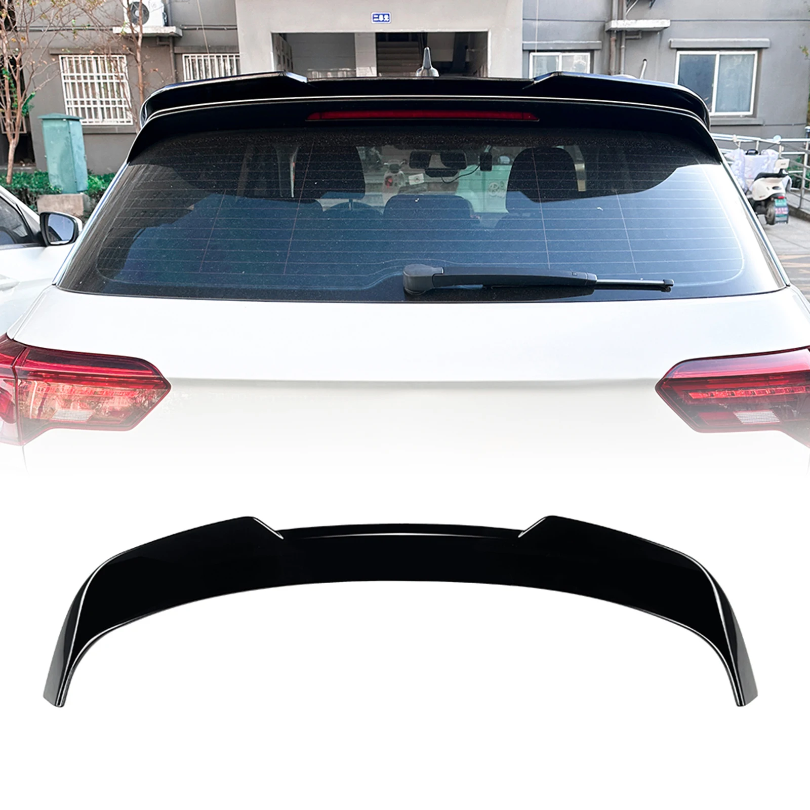 Rear Roof Spoiler Wing For Volkswagen VW T Roc T-Roc 2017-2024 Gloss Black/Carbon Fiber Look Car Tail Trunk Upper Splitter Lip