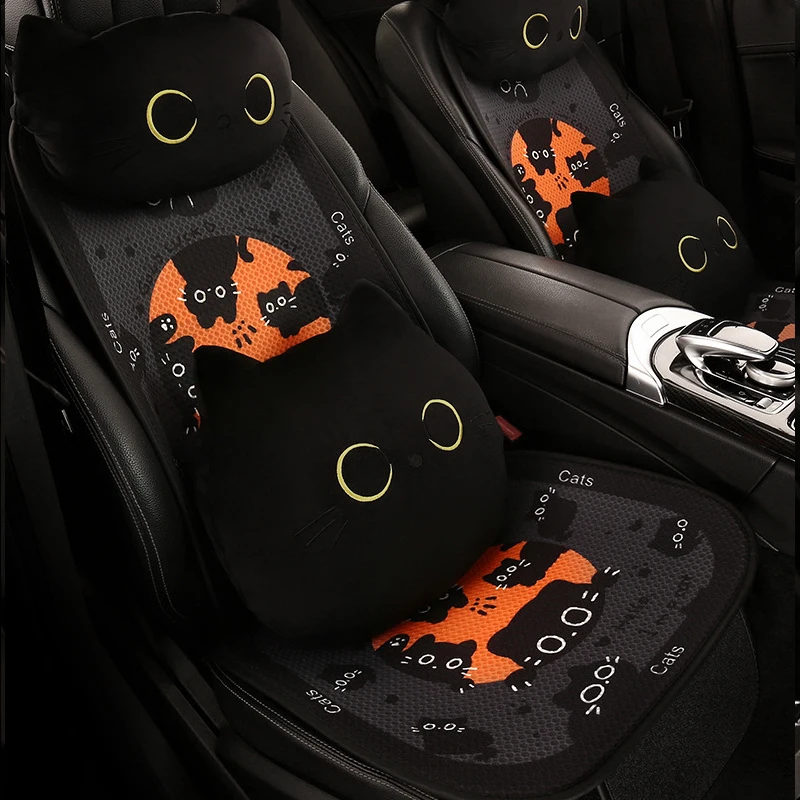 New Creative Cat Cartoon Car Seat Cushion Breathable Seat Protector Cover Men Women Fashion Auto Interior Four-season Universal