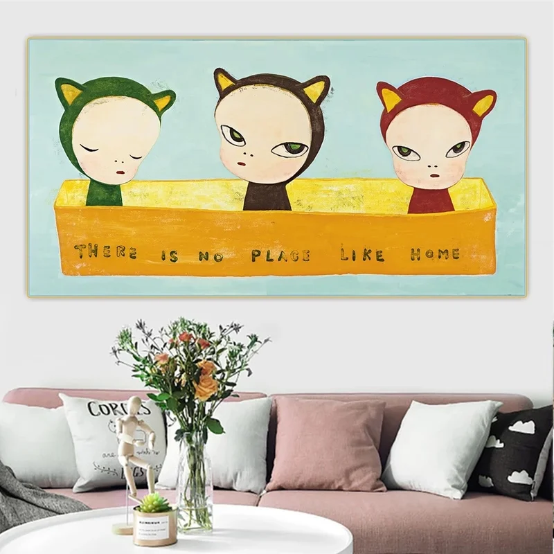 Cartoon Yoshitomo Nara《There Is No Place Like Home》art Poster Canvas Painting Wall Prints Picture for Children's Room Home Decor