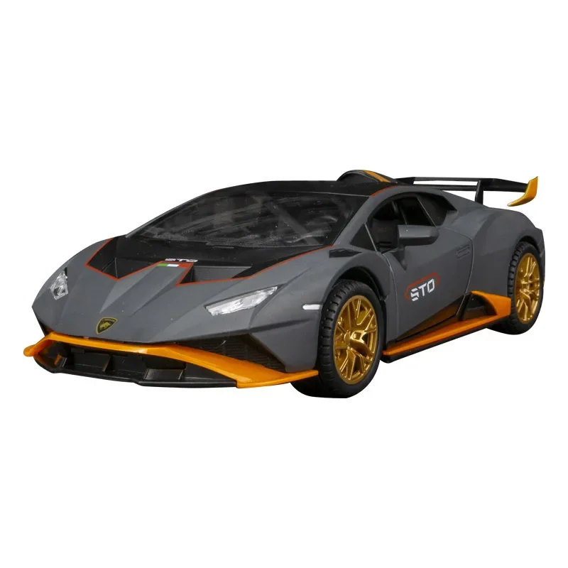 1:24 Lamborghinis Huracan STO Car Model Diecast Alloy Car Sound Light Pull Back Collection Toy Car For Children Christmas